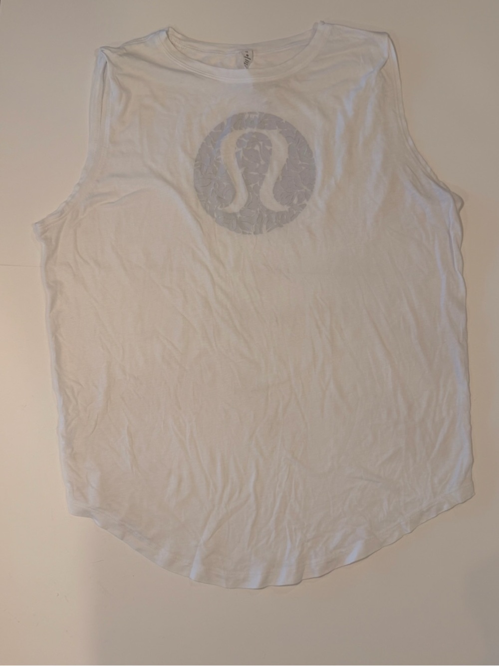 Lululemon Love White with gray floral Sleeveless Logo Tank